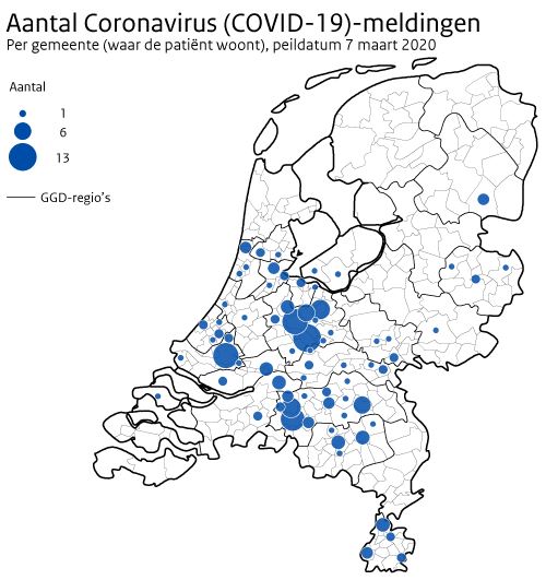Koronawirus w Holandii: 60 nowych pacjentów, z czego 26 w Brabancji Północnej! 11 188mapka