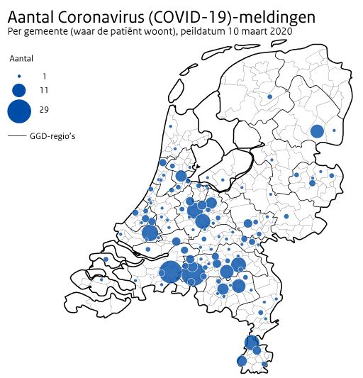 Koronawirus w Holandii: 4 zgony, 61 nowych pacjentów i 'zakaz' podawania ręki na powitanie! 11 382mapka