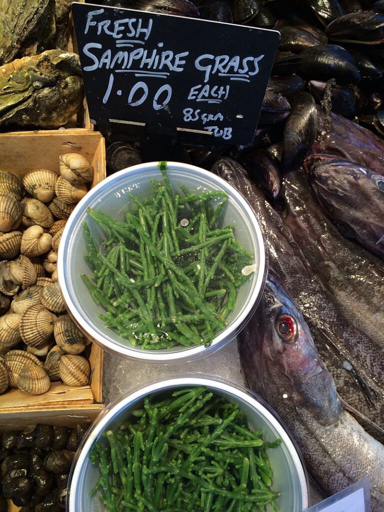 Image of fresh samphire for sale at Swansea Market
