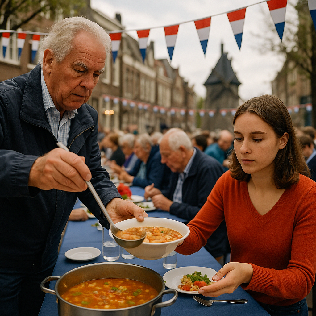 A photograph captures a Dutch Liberation Day meal