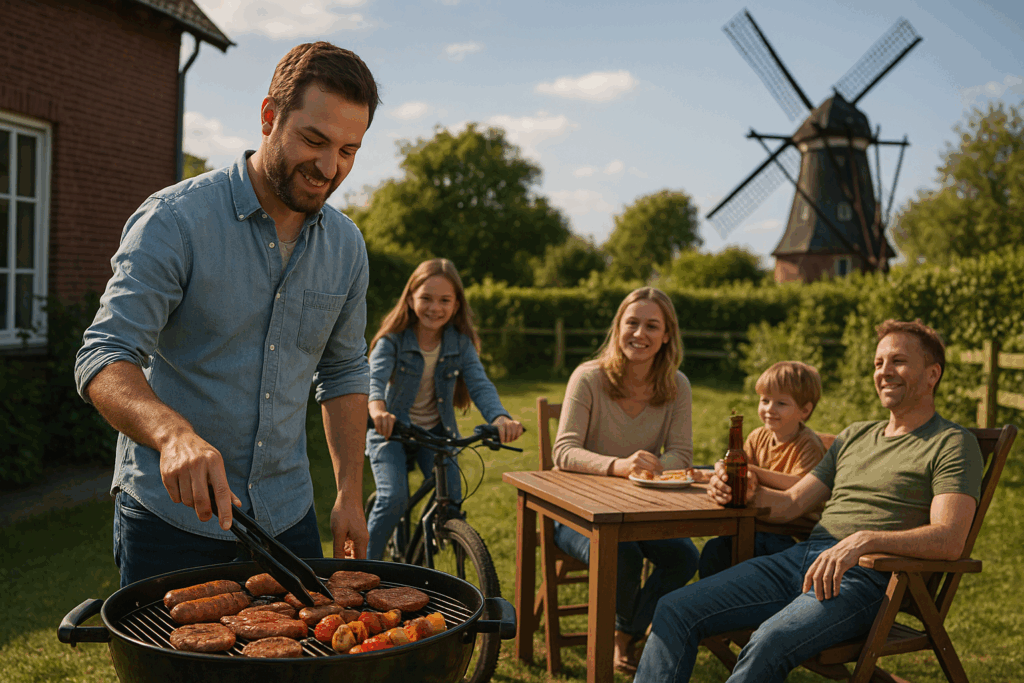 A photograph captures a Dutch family of five with