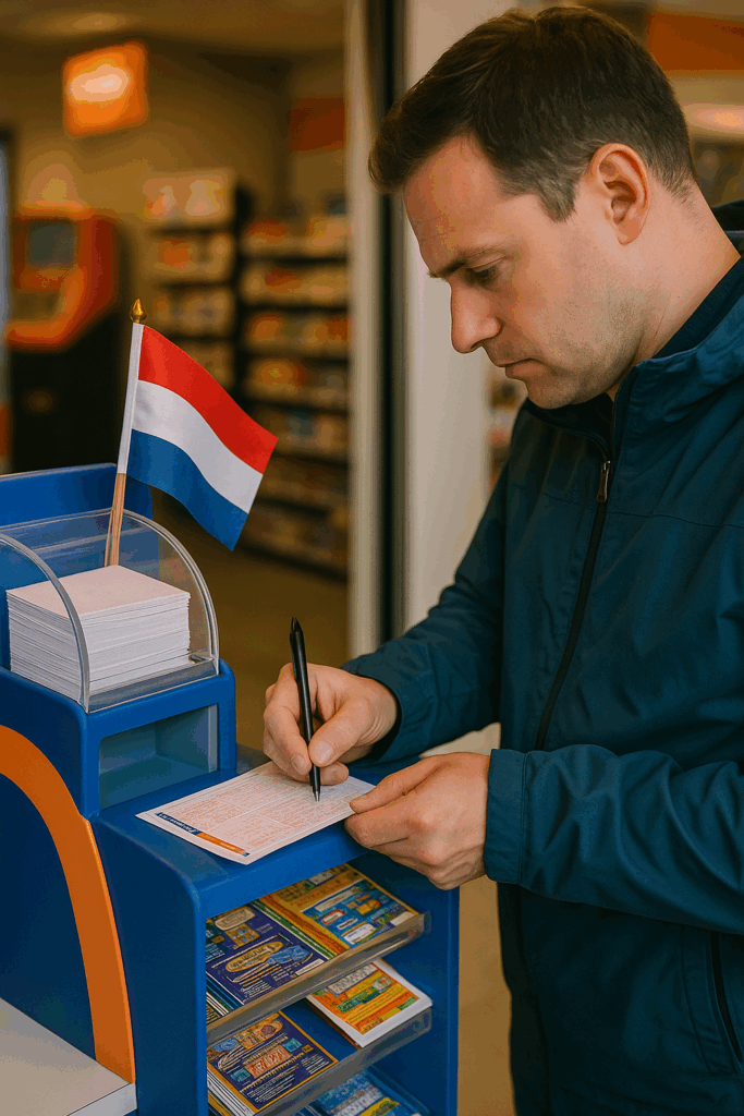 A photograph captures a lottery related scene insi