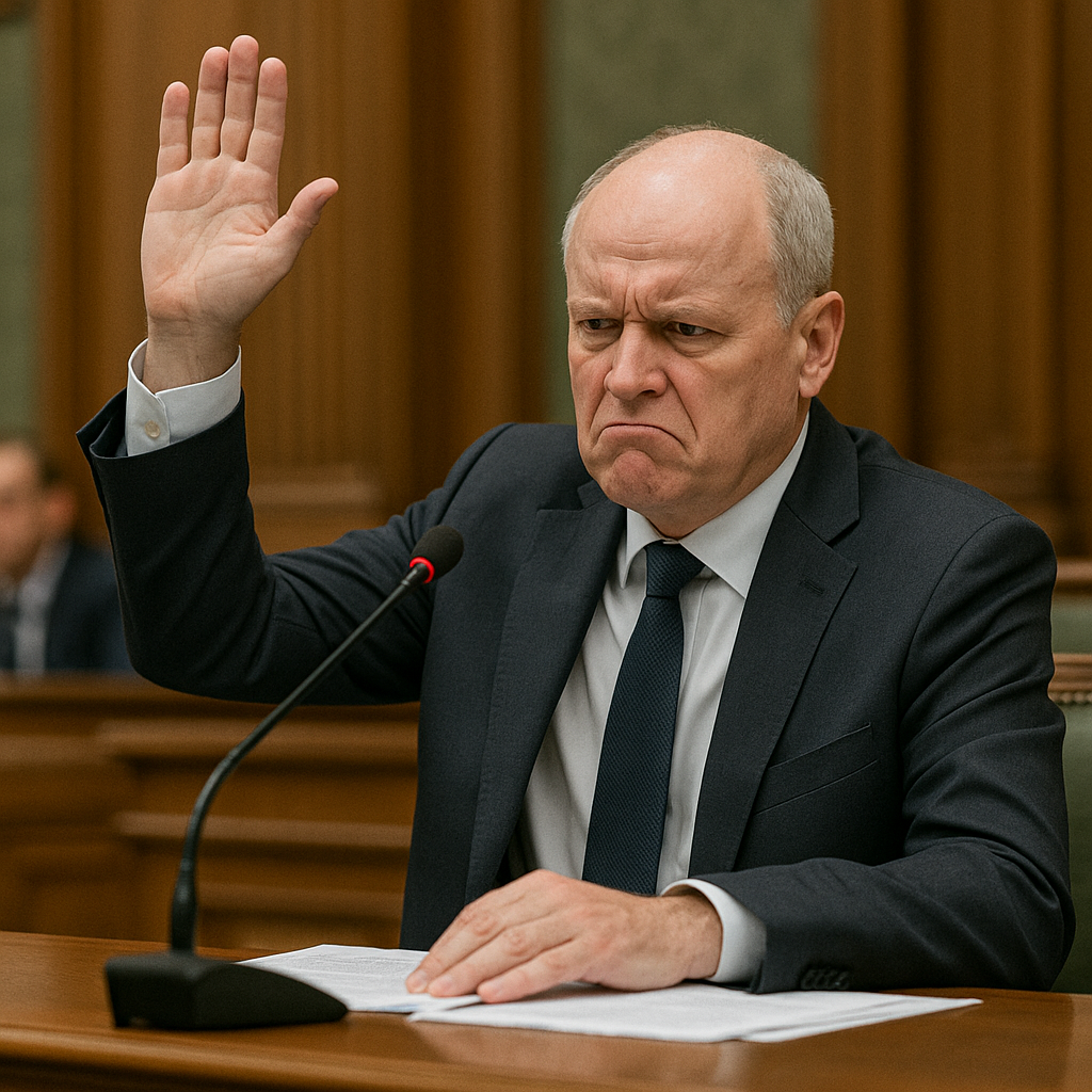 A photograph captures a middle aged Caucasian man