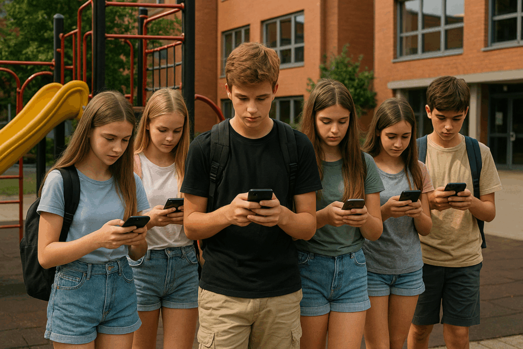 A photograph captures five teenagers three girls 1