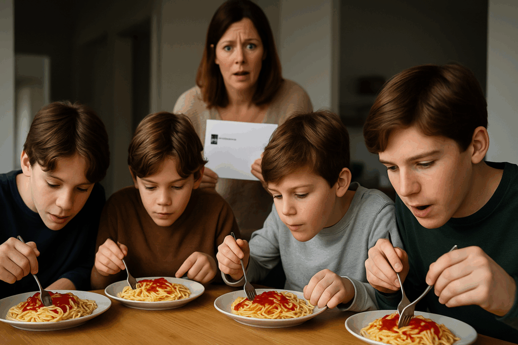 A photograph captures four light skinned children