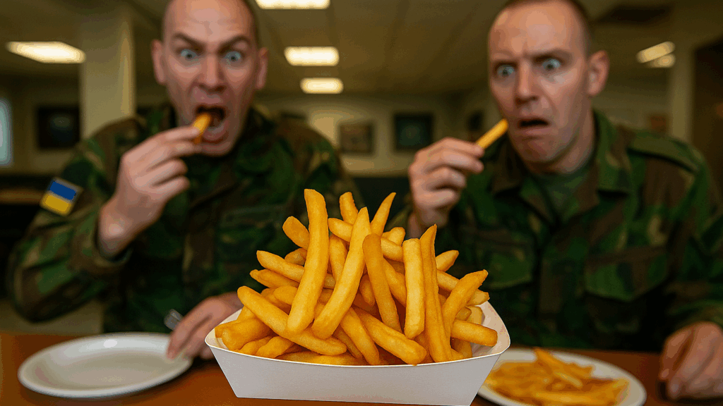 A photograph captures two military personnel with