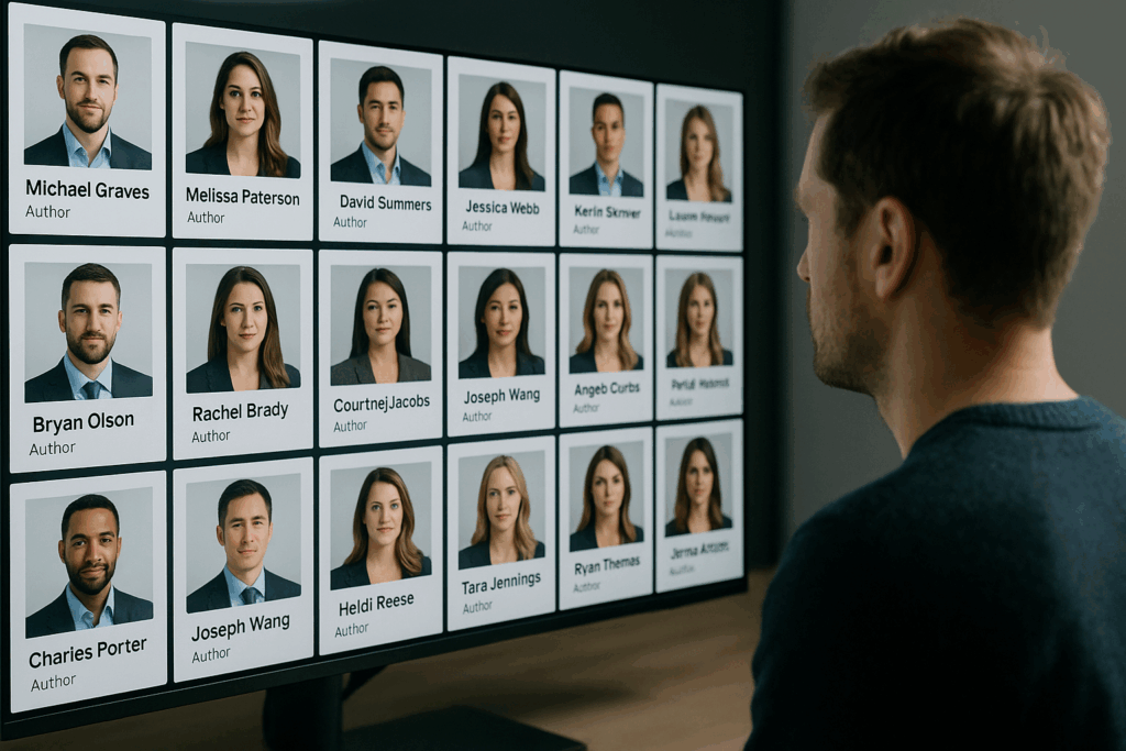 A photograph features a wall of nineteen computer